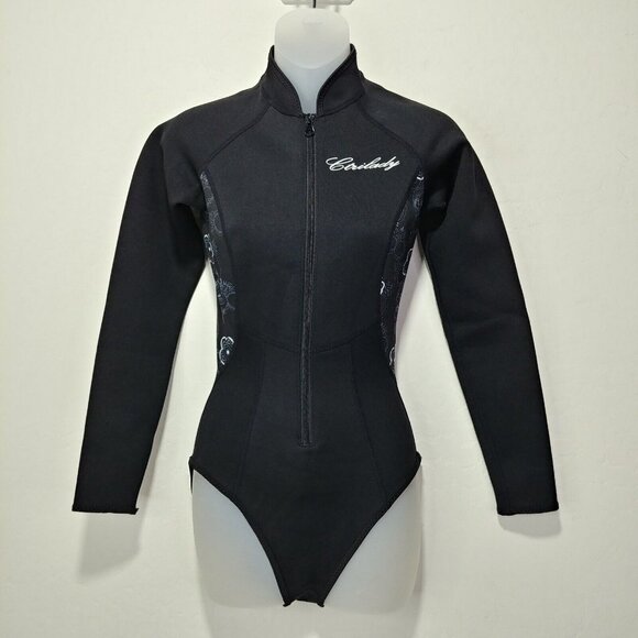 Women's Black Long Sleeve Swimsuit - Picture 2 of 10